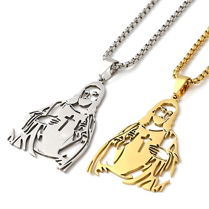 304 Stainless Steel Pendant Necklaces, Jesus
