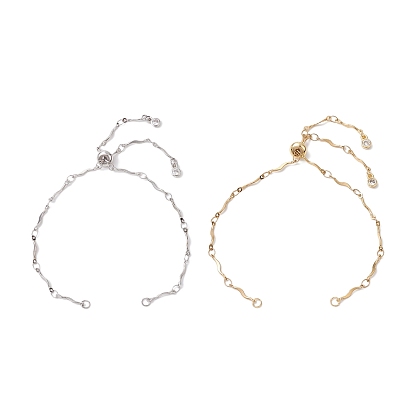 304 изготовление браслета-слайдера из нержавеющей стали с волнообразными звеньями, с латунными скользящими бусинами