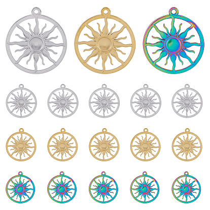 18 шт. 3 цветное ионное покрытие (ip) 304 подвески из нержавеющей стали, кольцо с солнечным шармом
