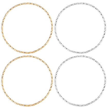 20шт. 2 стили латунные соединительные кольца, пайки, без никеля , текстурированная форма кольца