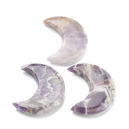 Natural Amethyst Beads, for Wire Wrapped Pendants Making, No Hole/Undrilled, Moon