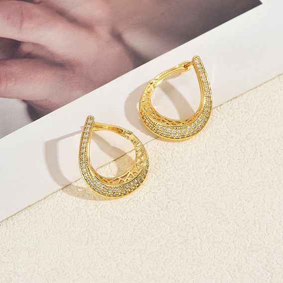 Латунь серьги, слеза, с четким кубического циркония