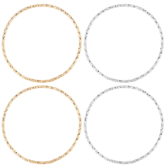 20шт. 2 стили латунные соединительные кольца, пайки, без никеля , текстурированная форма кольца