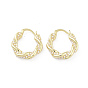 Brass Hoop Earrings, with Plastic Pearl, Long-Lasting Plated, Lead Free & Cadmium Free