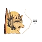 3D Wolf Animal Carving Handcraft, with Hemp Cords, Iron Screws & Hanging Rings, Wooden Gift Ornament Home Wall Hanging Decoration
