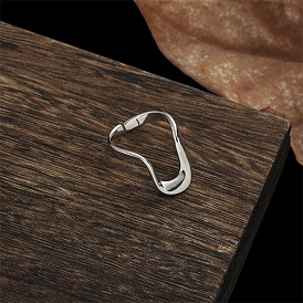 Minimalist Geometric Wide Open Silver Ring for Women