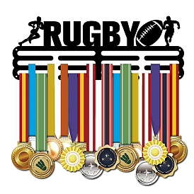 Модная железная вешалка для медалей, настенная стойка для дисплея, 3 линия, с винтами, человек со словом регби