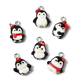 Непрозрачные подвески смолы, очарование пингвина, с платиново-железными петлями