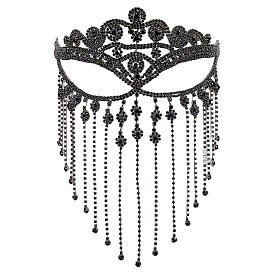 1Máscaras de carnaval con borlas de diamantes de imitación de aleación de 1 pieza, decoración de fiesta