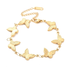 Stainless Steel Butterfly Link Chain Bracelets for Women