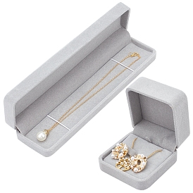 Gorgecraft 2Pcs 2 Style Velvet Earrings Box & Necklace Box, Flip Box, Square & Rectangle