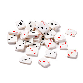 Handmade Polymer Clay Beads, Mini Playing Card, No Hole, Rectangle with Spade Ace or Heart Ace or Diamond Ace or Club Ace