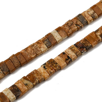 Natural Picture Jasper Beads Strands, 2-Hole, Rectangle