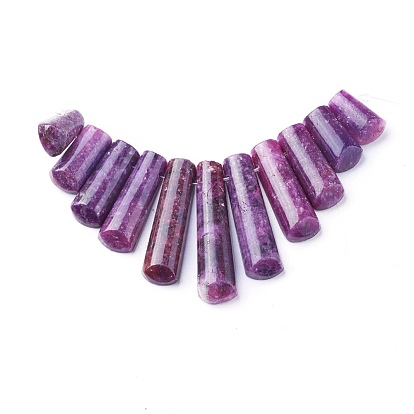 Natural Lepidolite/Purple Mica Stone Beads Strands, Graduated Fan Pendants, Focal Beads, Top Drilled Beads, Spodumene Beads, Rectangle