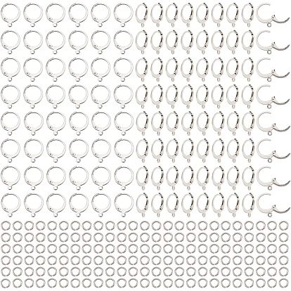 120 шт. 304 серьги с рычагом из нержавеющей стали, с горизонтальными петлями и 150шт открытыми соединительными кольцами