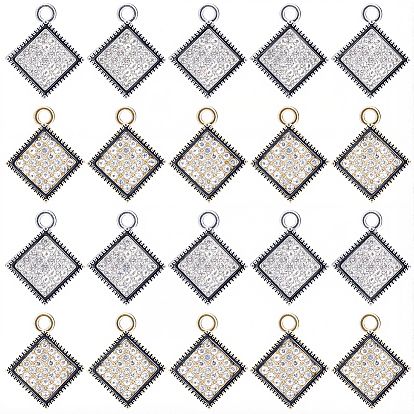 40шт 2 цветной сплав подвески со стразами, ромб прелести
