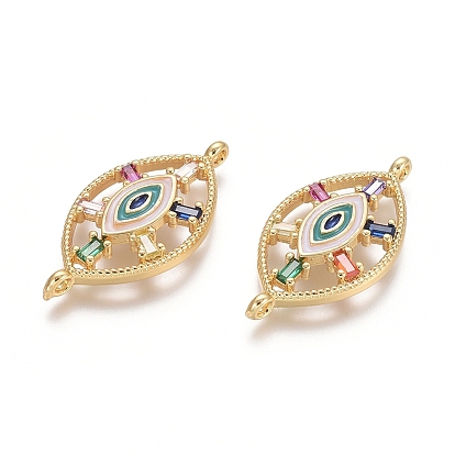 Соединители из латуни с микропаве и кубическим цирконием, с эмалью, конский глаз с дурным глазом, красочный