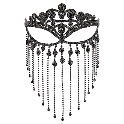 1Máscaras de carnaval con borlas de diamantes de imitación de aleación de 1 pieza, decoración de fiesta