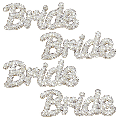 4 шт. Компьютеризированная вышивка на ткани утюгом / пришивание заплат, аксессуары для костюма, аппликация, со стеклом и смолой, Слово невесты