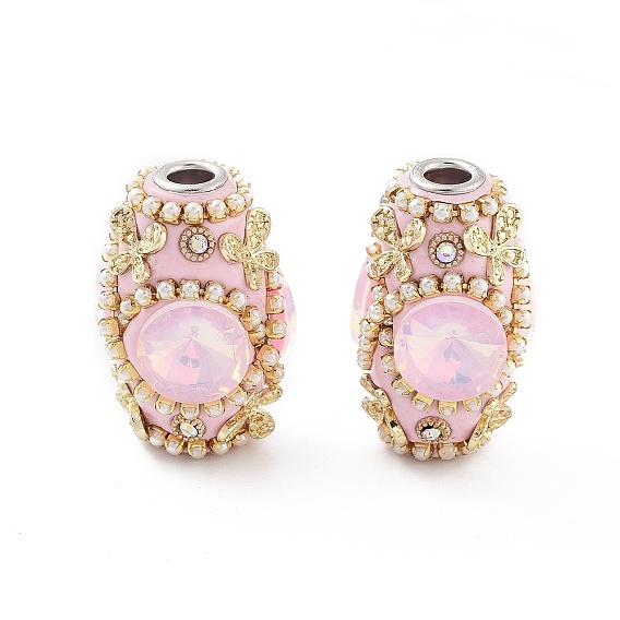 Индонезийские бусины ручной работы, с железом, сплав, смола и стекло, длинный овал с бабочкой