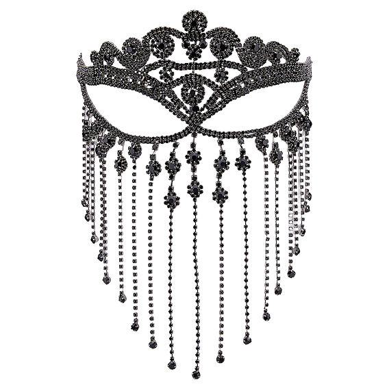 1Pc Alloy Rhinestone Tassel Masquerade Masks, Party Decor