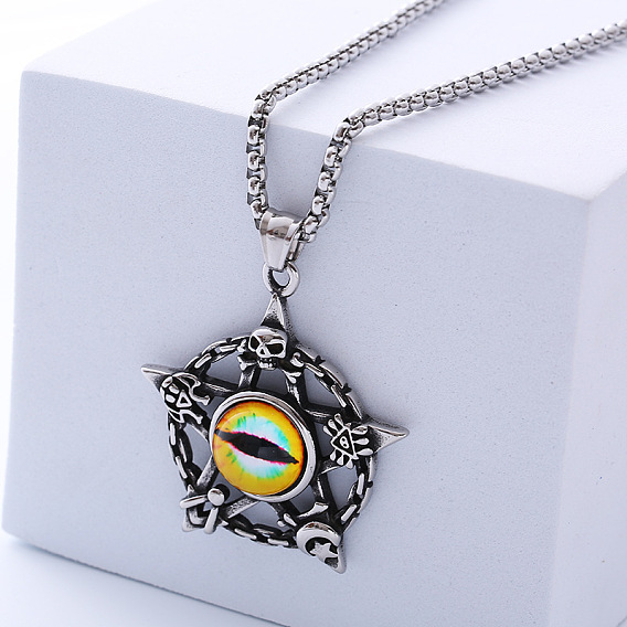 Мужская панк-ретро пентаграмма от сглаза 304 ожерелья с подвеской из нержавеющей стали