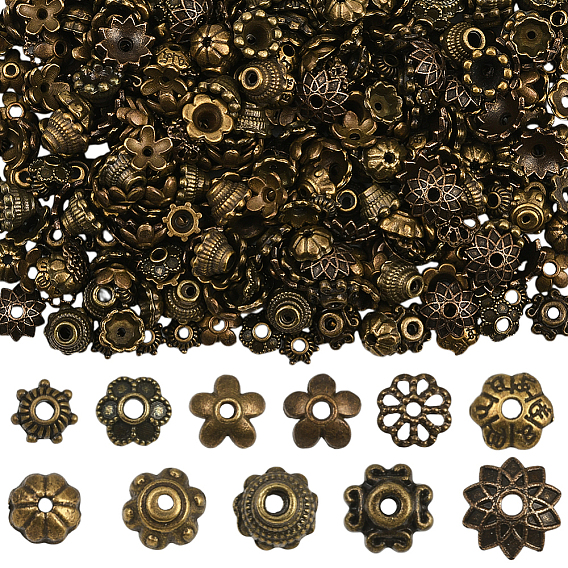 480шт. 12 стили наборы колпачков из сплава и латуни, цветок