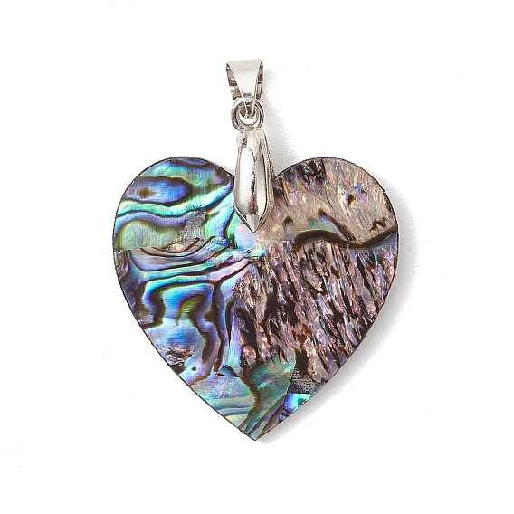 Природные пауа оболочки подвески, подвески-сердечки с латунными застежками на порожках