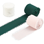 3 Rolls 3 Colors Polyester Ribbon, Fringe Chiffon Silk-Like Ribbon, for Wedding Invitations, Bouquets, Gift Wrapping