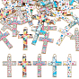 50 pièces 5 pendentifs en alliage de style mosaïque de couleurs, avec l'émail, charmes croisées