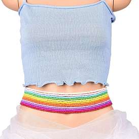 12pcs 12 cuentas de cintura de joyería de colores, cadena de cintura elástica con cuentas de semillas de vidrio para mujer