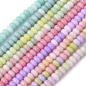 Нити из окрашенных стеклянных бусин с эффектом омбре, имитация нефрита, рондель