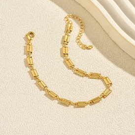 Summer Beach Brass Rectangle Link Chain Anklets for Women