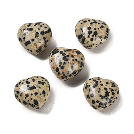Natural Dalmatian Jasper Heart Love Stone, Healing Pocket Palm Stone for Reiki Balancing