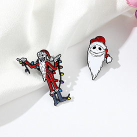 Funny Personality Creative Halloween Style Christmas Skull Brooch Lantern Santa Claus Metal Badge Accessories