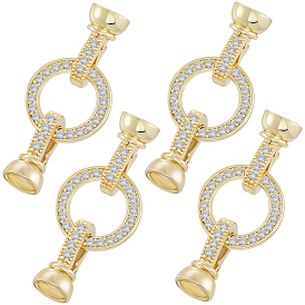 6 комплекты латунных микропаве прозрачных кубических цирконий складные застежки, кольцо