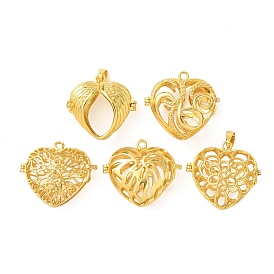 Pendentifs en laiton, cage, charmes de coeur, crémaillère plaquage