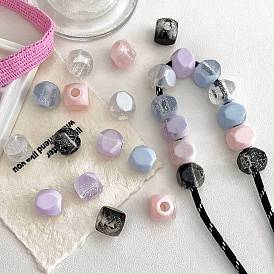 Непрозрачные акриловые бусины, кубические, с блеском порошок