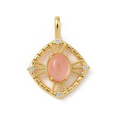 Латунные микро проложить кубического циркония подвески, ромб прелести, с синтетическим вишневым кварцевым стеклом