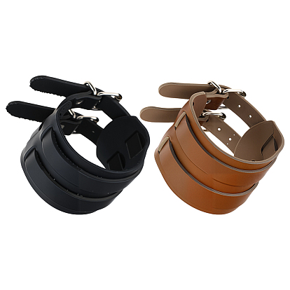 2 шт. 2 цвета браслеты из искусственной кожи в стиле панк-рок, регулируемый браслет для мужчин и женщин, Сплав с застежками