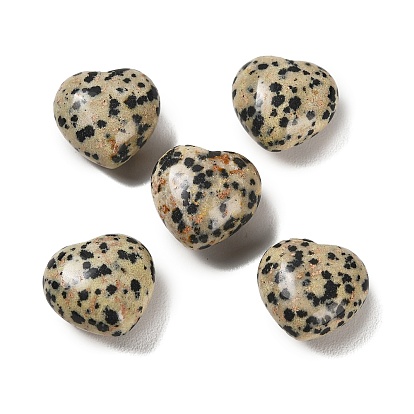 Natural Dalmatian Jasper Heart Love Stone, Healing Pocket Palm Stone for Reiki Balancing