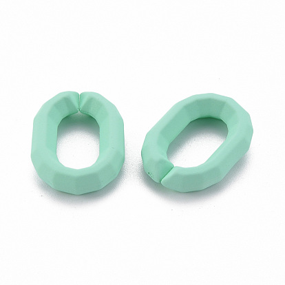Rubberized Style Acrylic Linking Rings, Quick Link Connectors, for Cross Chains Making, Oval, Faceted