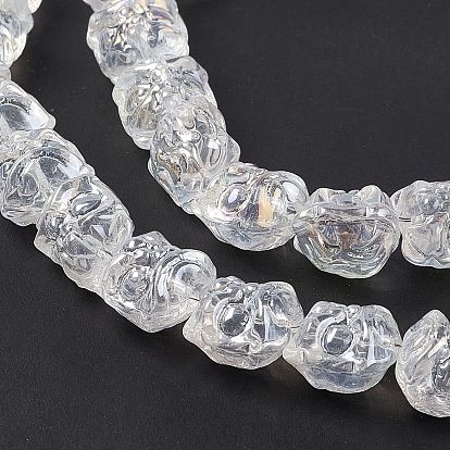 Transparent Electroplate Glass Beads, Mixed Style, Dancing Lion