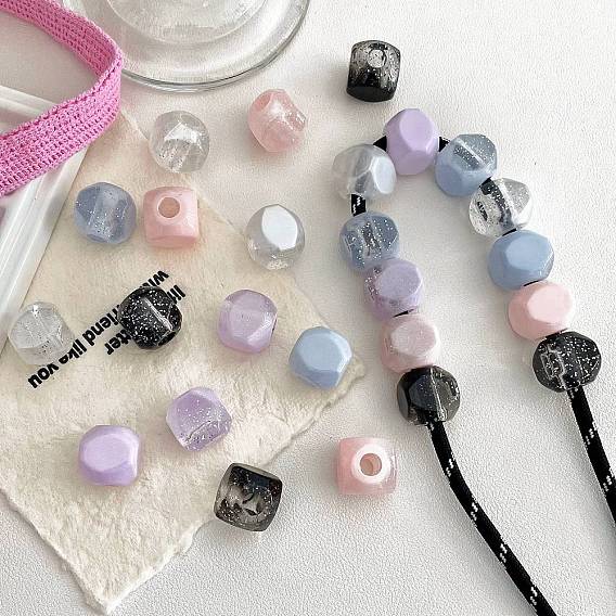 Непрозрачные акриловые бусины, кубические, с блеском порошок