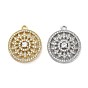 Латунные микро проложить кубического циркония подвески, плоские круглые с цветком, стойки покрытие, долговечный, без свинца и без кадмия