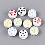 Handmade Porcelain Beads, Hand Painted, Famille Rose Porcelain, Flat Round with Polka Dot