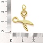 Rack Plating Brass Micro Pave Clear Cubic Zirconia Pendants, Long-Lasting Plated, Cadmium Free & Lead Free, Scissors