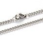 304 Stainless Steel Twisted Chain Curb Chain Necklaces, with Lobster Claw Clasps, 21.85 inch(55.5cm), 3mm