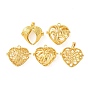 Brass Cage Pendants, Heart Charms, Rack Plating