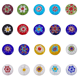 100 шт. плоские круглые стеклянные бусины миллефиори ручной работы